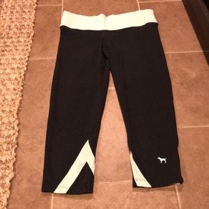 Black & Mint Green VS PINK Workout Capri Leggings